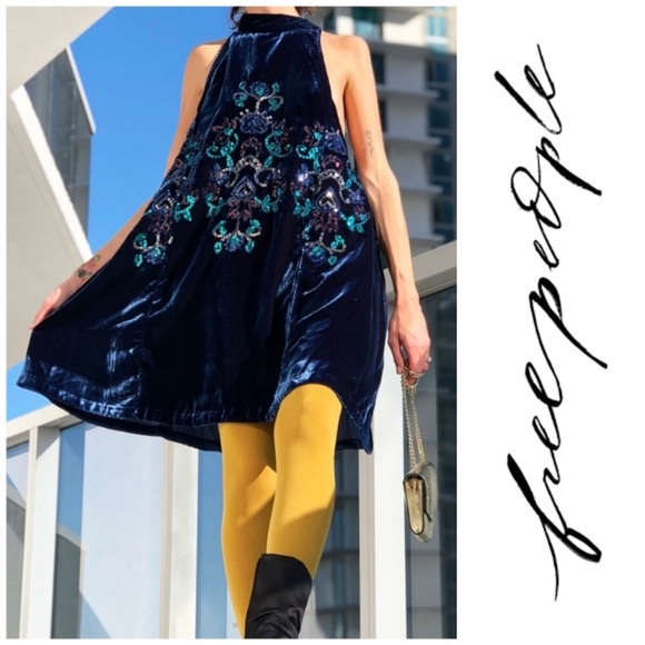 SOLD ❌ NWT Free People Sequin Velvet Swing Dress - Picture 1 of 6